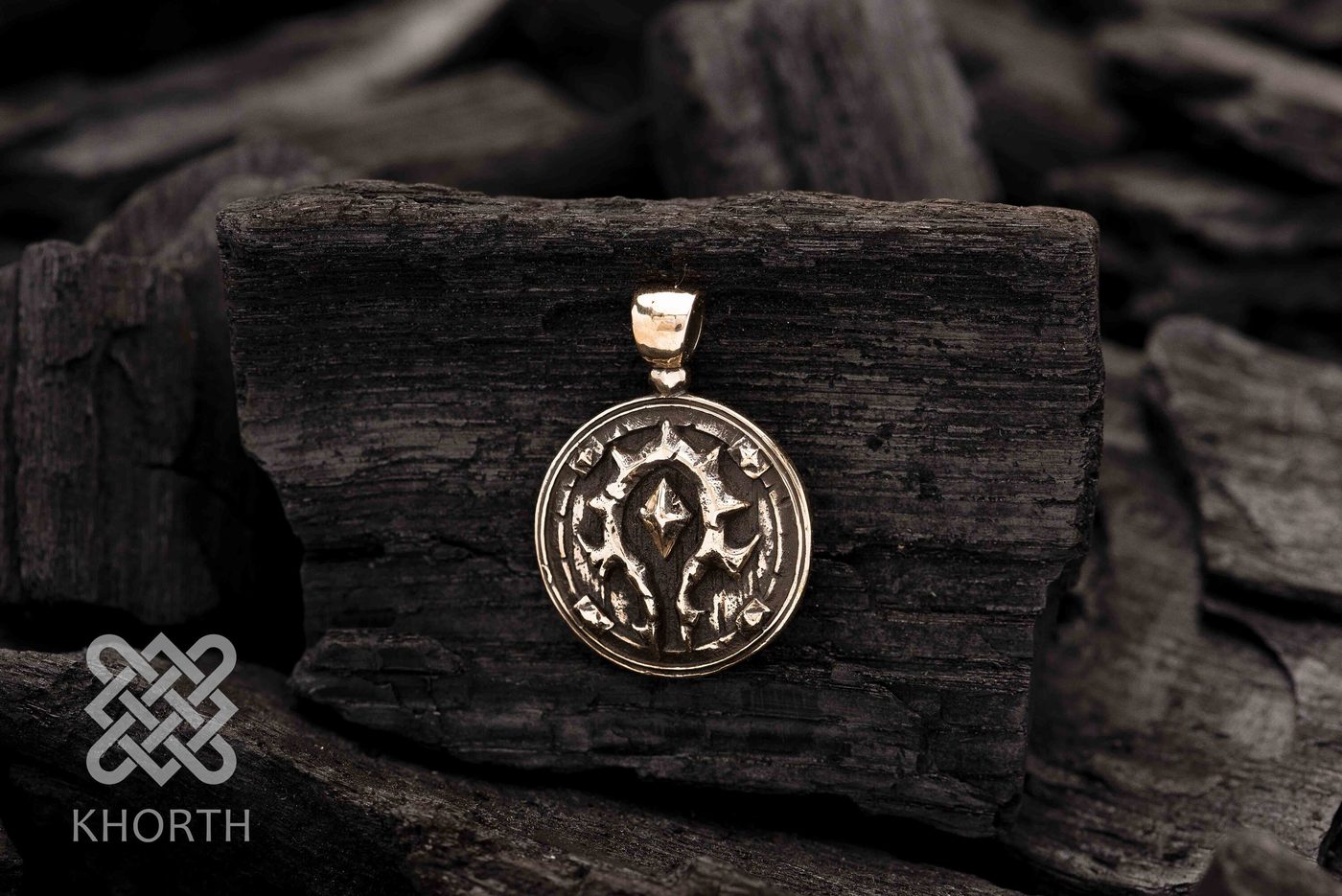 ALLIANCE & HORDE Pendant — handmade Warcraft pendant in silver and bronze