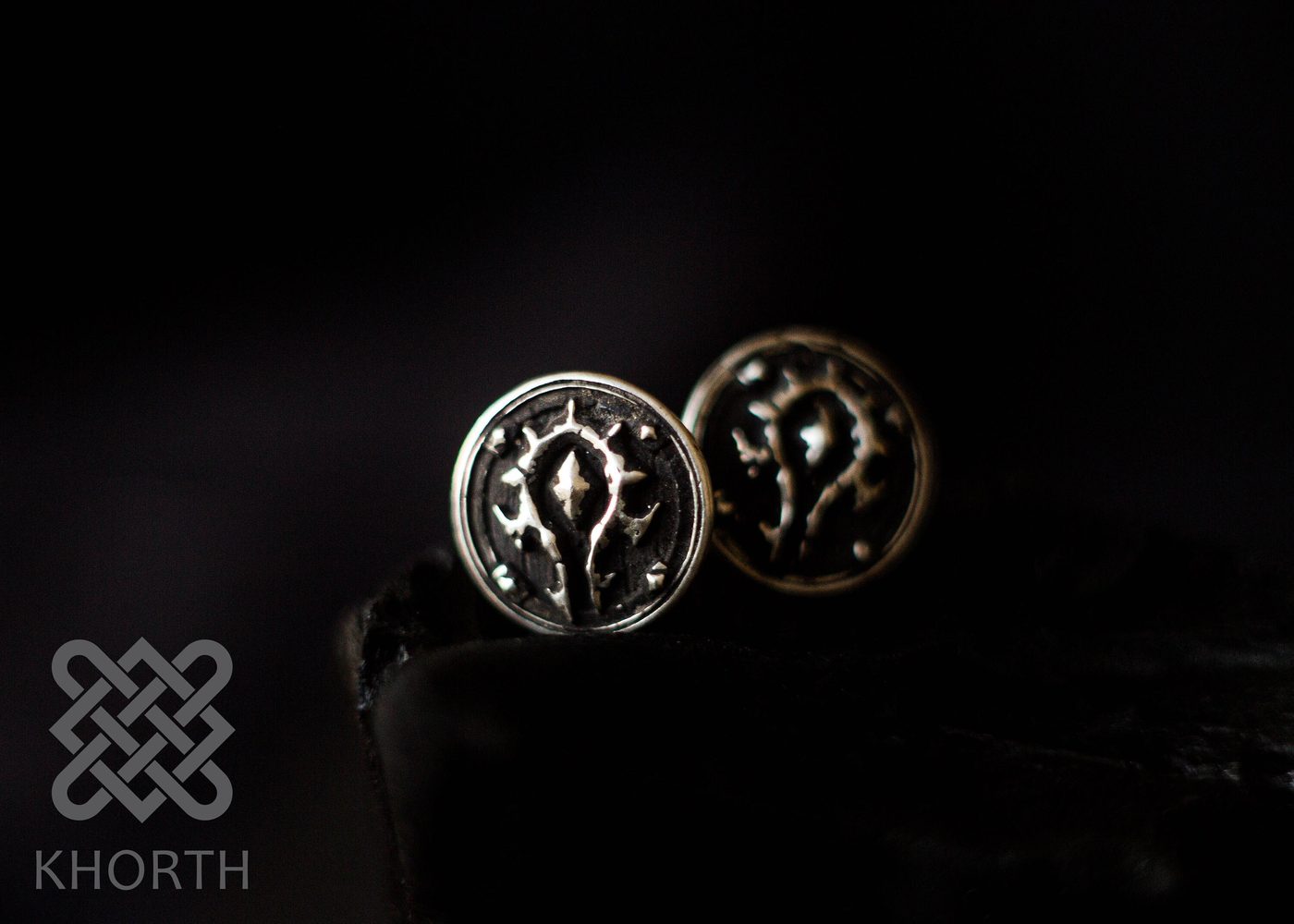 HORDE Stud Earrings — handmade Warcraft earrings in silver and bronze