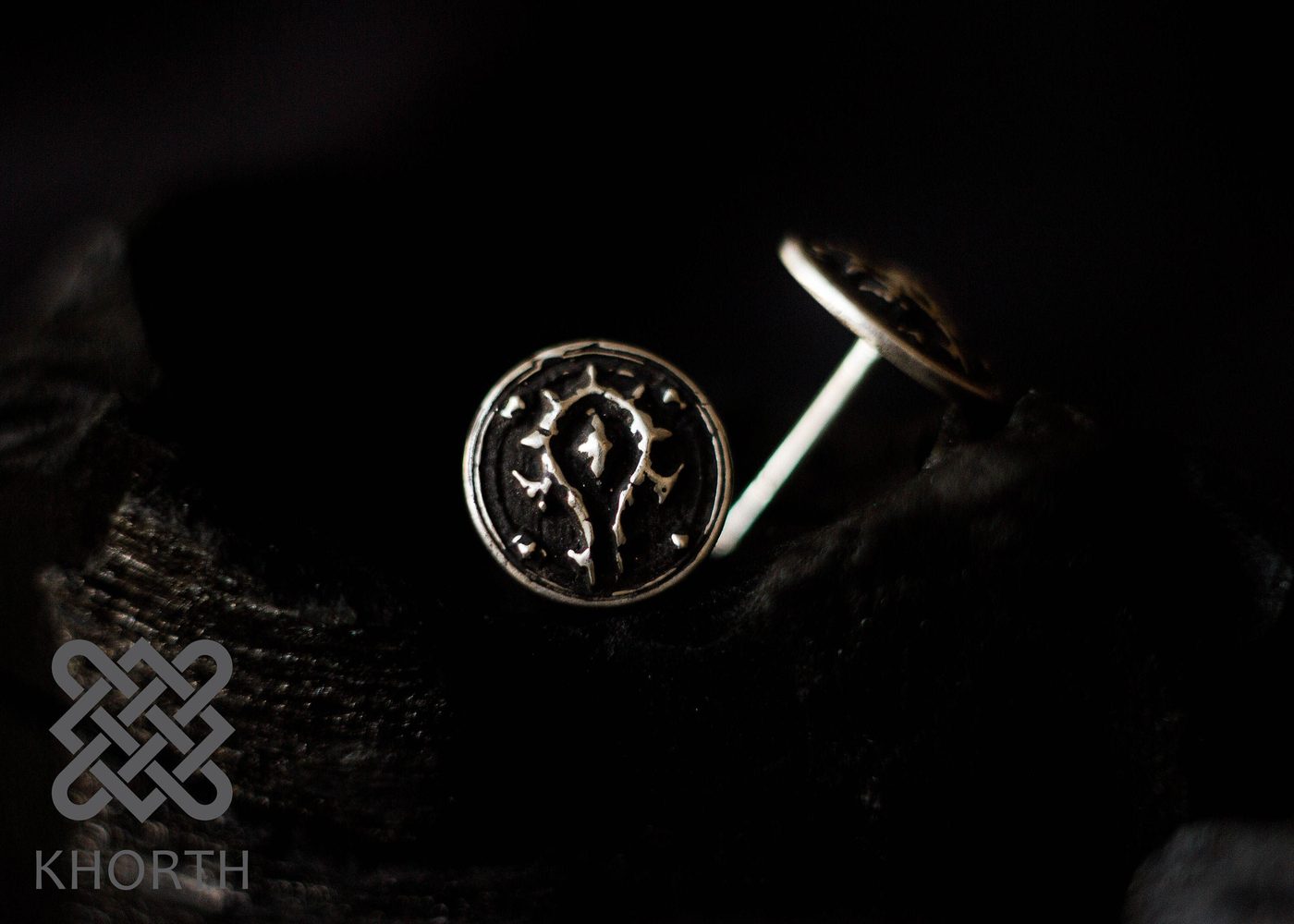 HORDE Stud Earrings — handmade Warcraft earrings in silver and bronze — photo 2